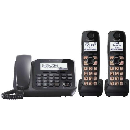 KX-TG4772B Expandable Digital Phone With Answering Machine 1 Corded, 2 Cordless Handsets picture 1
