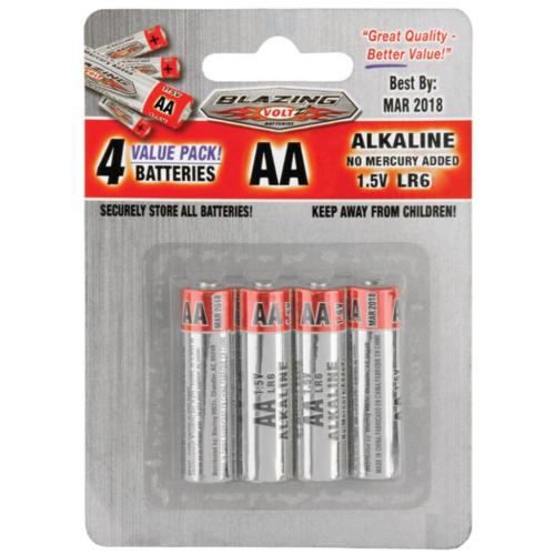 BV900253 Aa Alkaline Batteries - 4 Pack (Case Of 24 Packs)