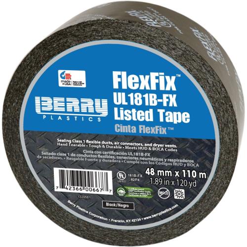 FLEXFIXBLK 2-Inch X 120Yrds Black Tape