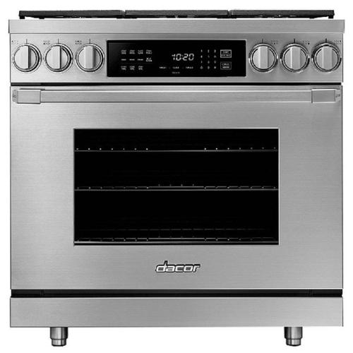 HDPR36S/NG Dacor 36-Inch Dual Fuel Pro Range, Silver Stainless Steel