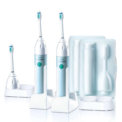 HX5853/71 Sonicare Essence Two Rechargeable Sonicare Toothbrushes Hx5853 2 Modes 3 Brush Heads