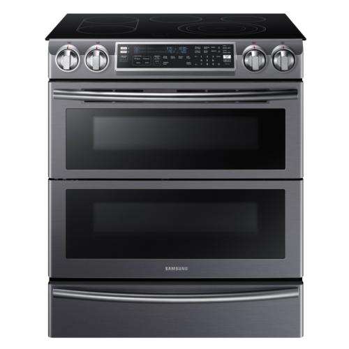 NE58K9850WG/AC 5.8 Cu. Ft. Electric Flex Duo Self-cleaning Slide-in Smart Range With Convection - Black Stainless Steel
