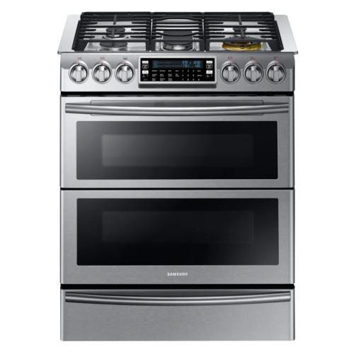 NY58J9850WS/AC Chef Collection 5.8 Cu. Ft. Self-cleaning Slide-in Double Oven Dual Fuel Convection Range - Stainless Steel