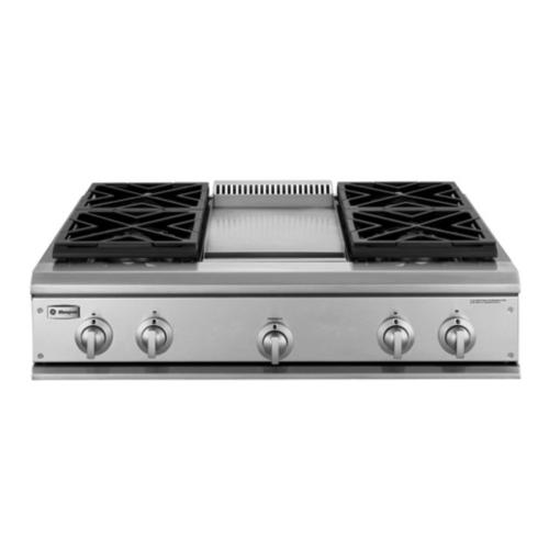 ZGU36L4DH5SS Ge Monogram 36" Professional Gas Cooktop With 4 Burners And Griddle (Liquid Propane)