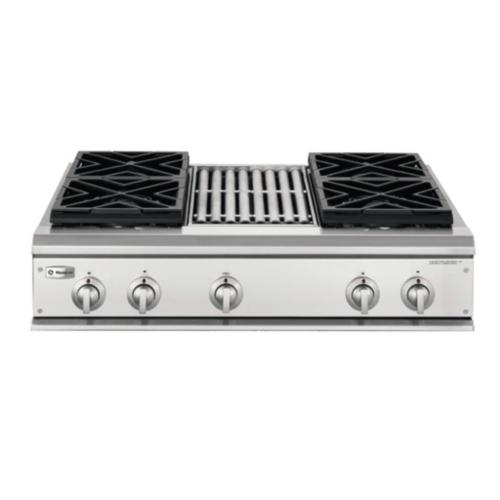 ZGU36L4RH5SS Ge Monogram 36" Professional Gas Cooktop With 4 Burners And Grill (Liquid Propane)