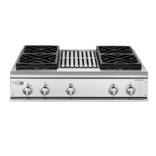 ZGU36N4RH5SS Ge Monogram 36" Professional Gas Cooktop With 4 Burners And Grill (Natural Gas)